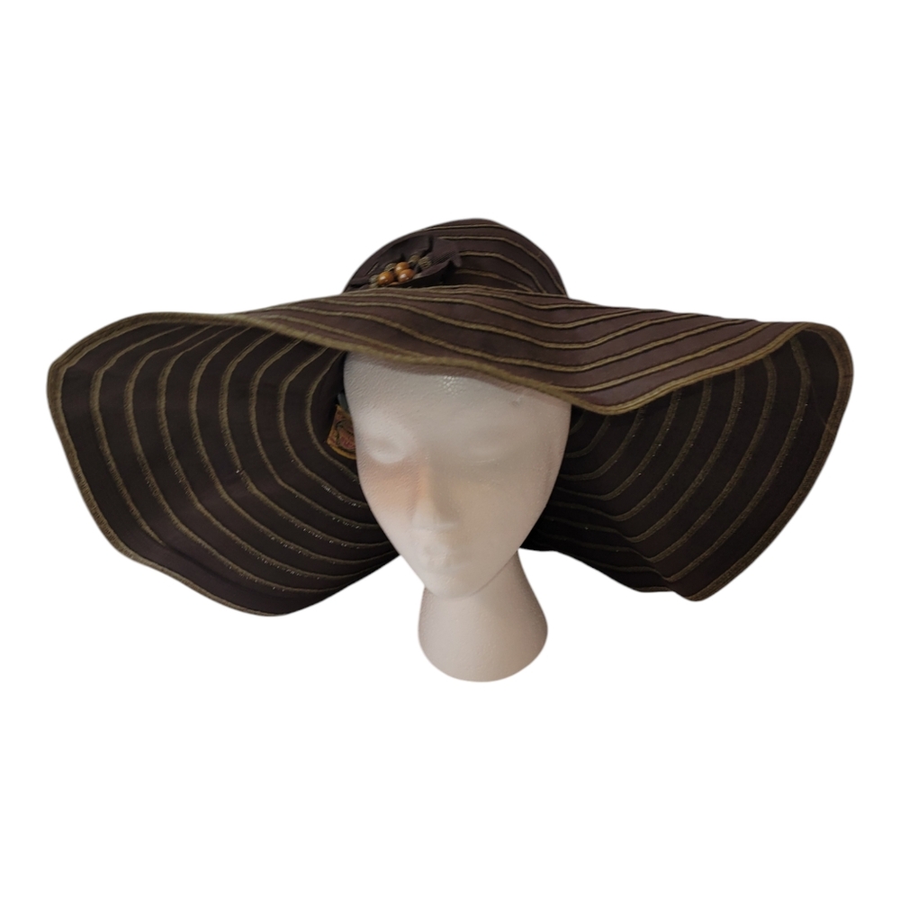 Vintage Scala floppy hat with 2 flowers Hollywood glam